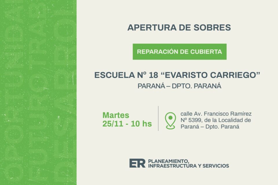 Se intervendrá escuela de Paraná para resolver daños por filtraciones